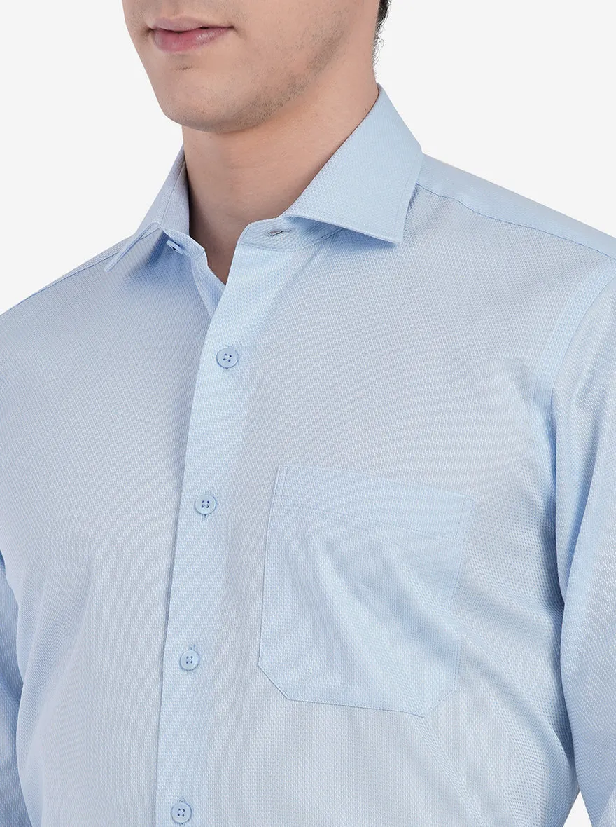Sky Blue Dobby Slim Fit Formal Shirt | Metal