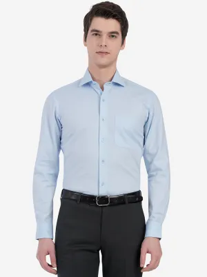 Sky Blue Dobby Slim Fit Formal Shirt | Metal