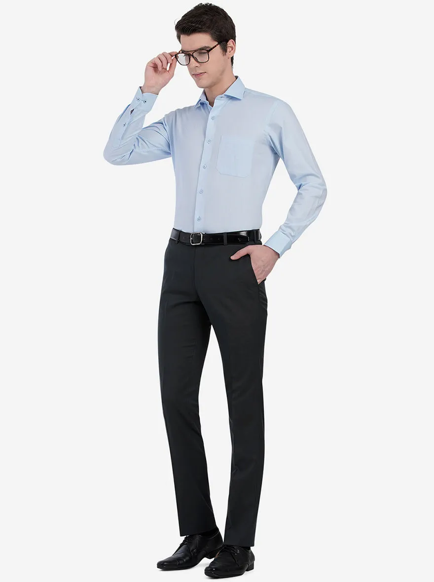 Sky Blue Dobby Slim Fit Formal Shirt | Metal