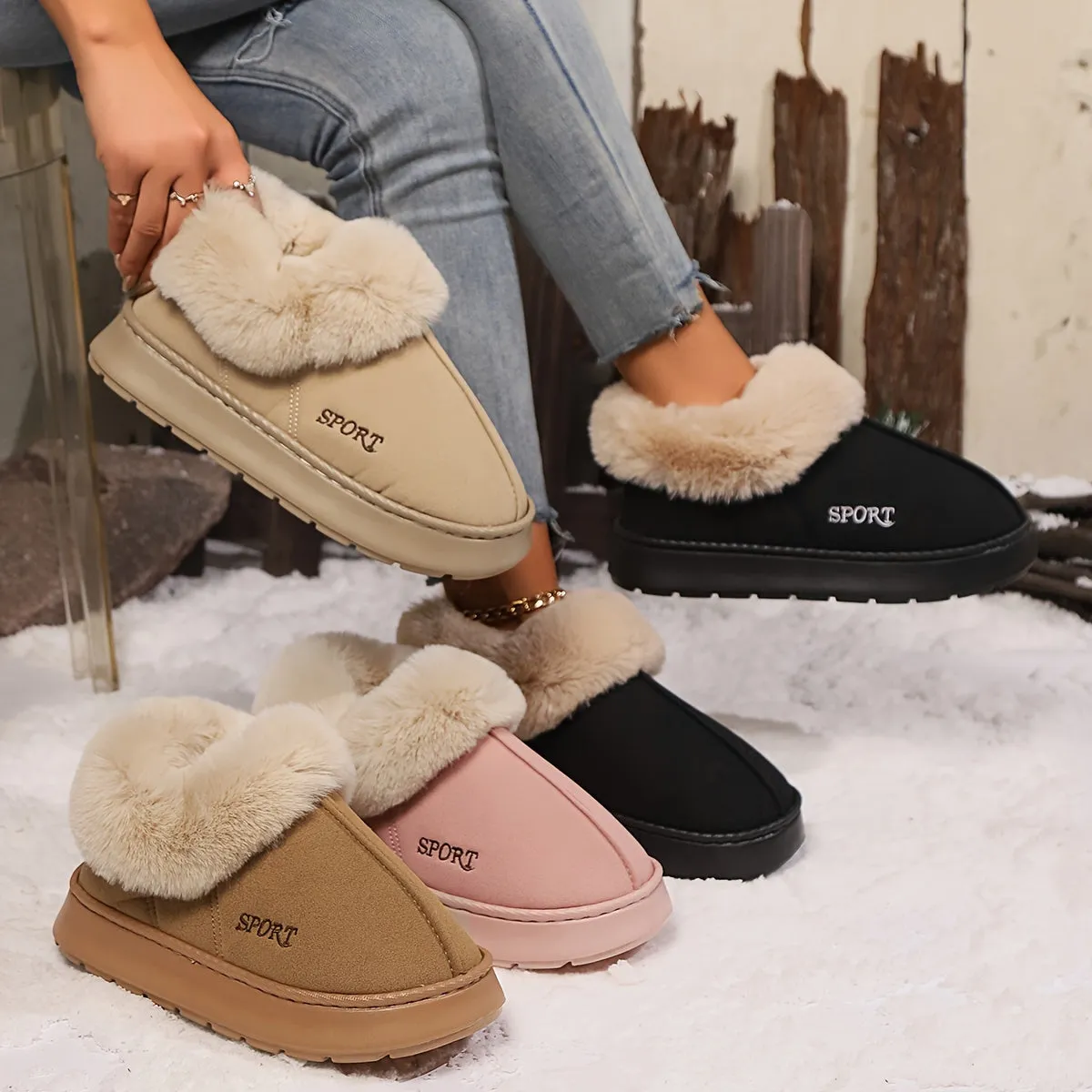 Sofie – Vrouwen Pluche Slip-On Slippers, Zachte Zool Platform Schoenen voor Alle Seizoenen
