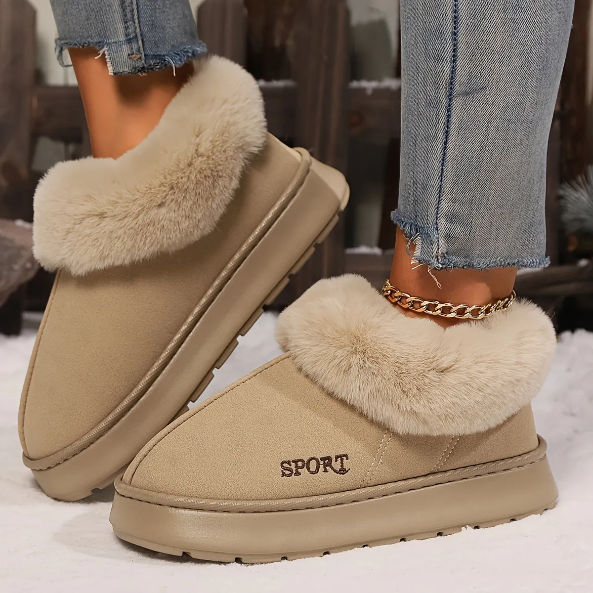 Sofie – Vrouwen Pluche Slip-On Slippers, Zachte Zool Platform Schoenen voor Alle Seizoenen