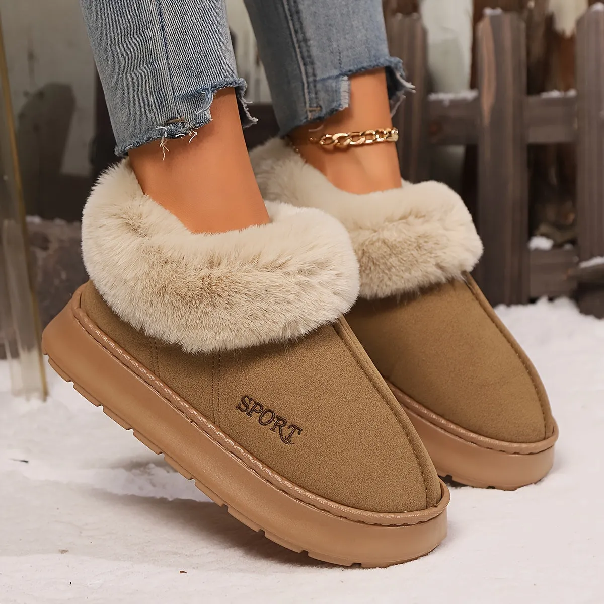 Sofie – Vrouwen Pluche Slip-On Slippers, Zachte Zool Platform Schoenen voor Alle Seizoenen