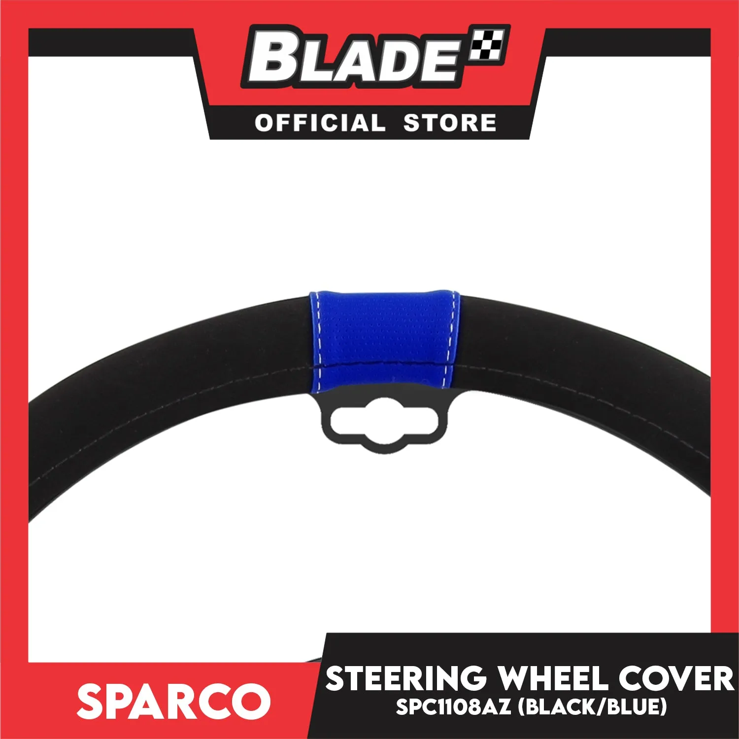 Sparco Steering Wheel Cover SPC1108AZ (Black/Blue) for Toyota, Mitsubishi, Honda, Hyundai, Ford, Nissan, Suzuki, Isuzu, Kia, MG and more