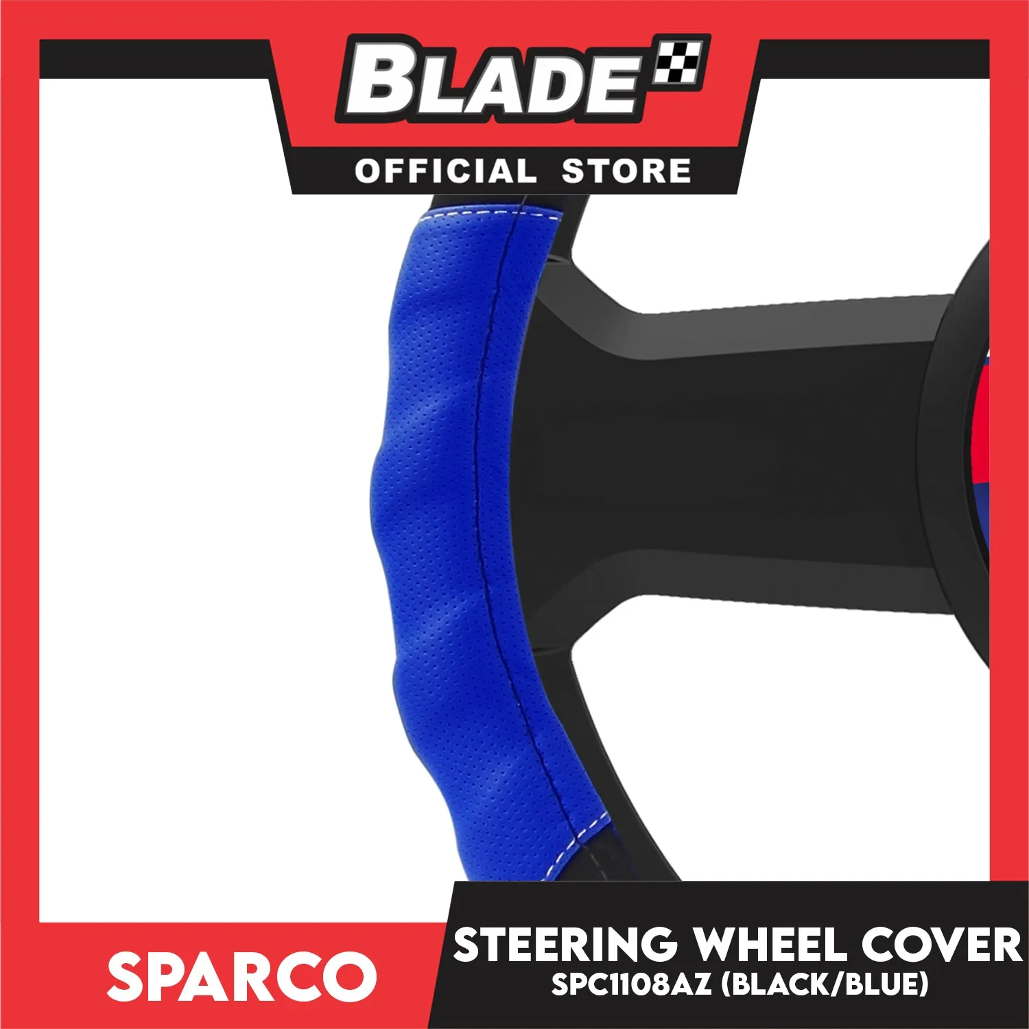 Sparco Steering Wheel Cover SPC1108AZ (Black/Blue) for Toyota, Mitsubishi, Honda, Hyundai, Ford, Nissan, Suzuki, Isuzu, Kia, MG and more