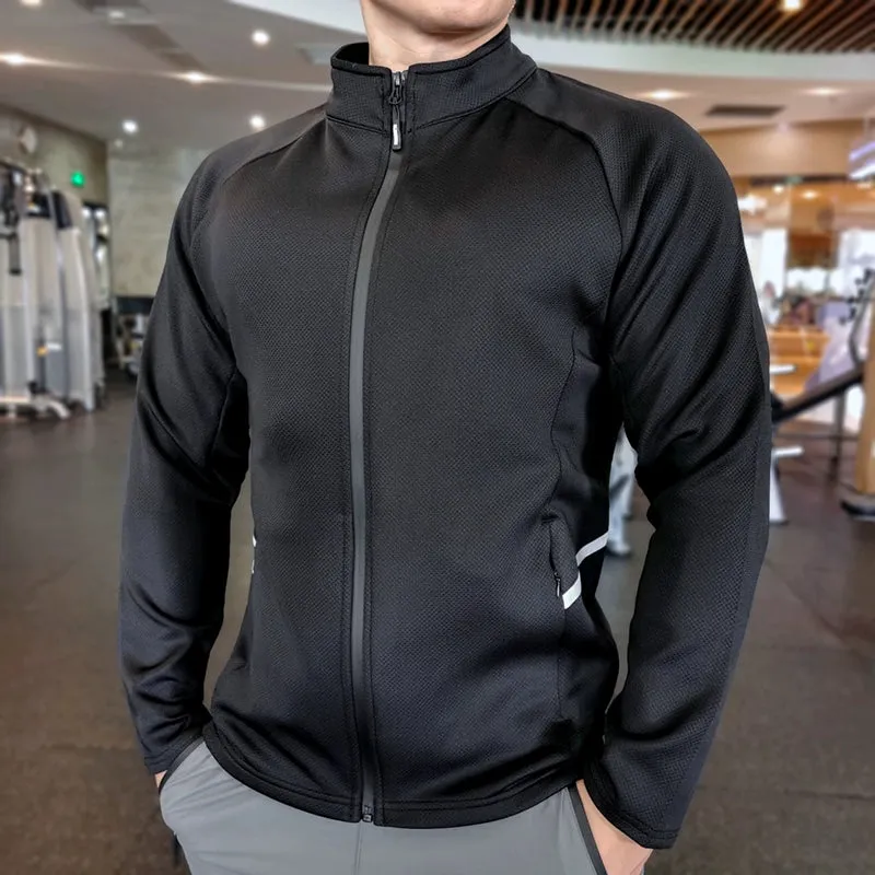 Stand Collar Men's Quick-Dry Breathable Stretch Fitness Sweater Jacket