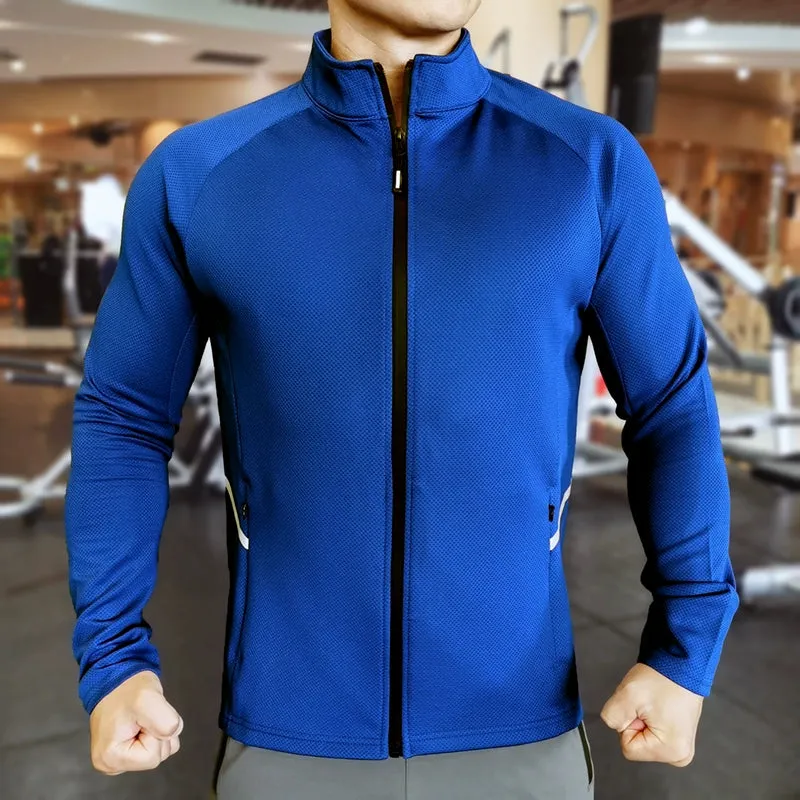 Stand Collar Men's Quick-Dry Breathable Stretch Fitness Sweater Jacket