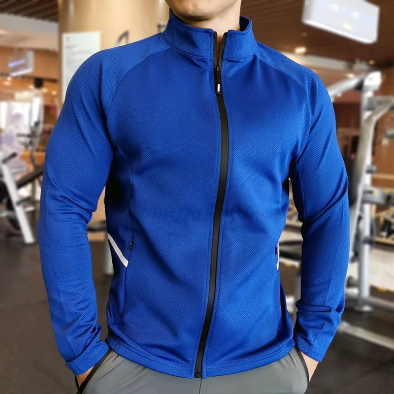 Stand Collar Men's Quick-Dry Breathable Stretch Fitness Sweater Jacket