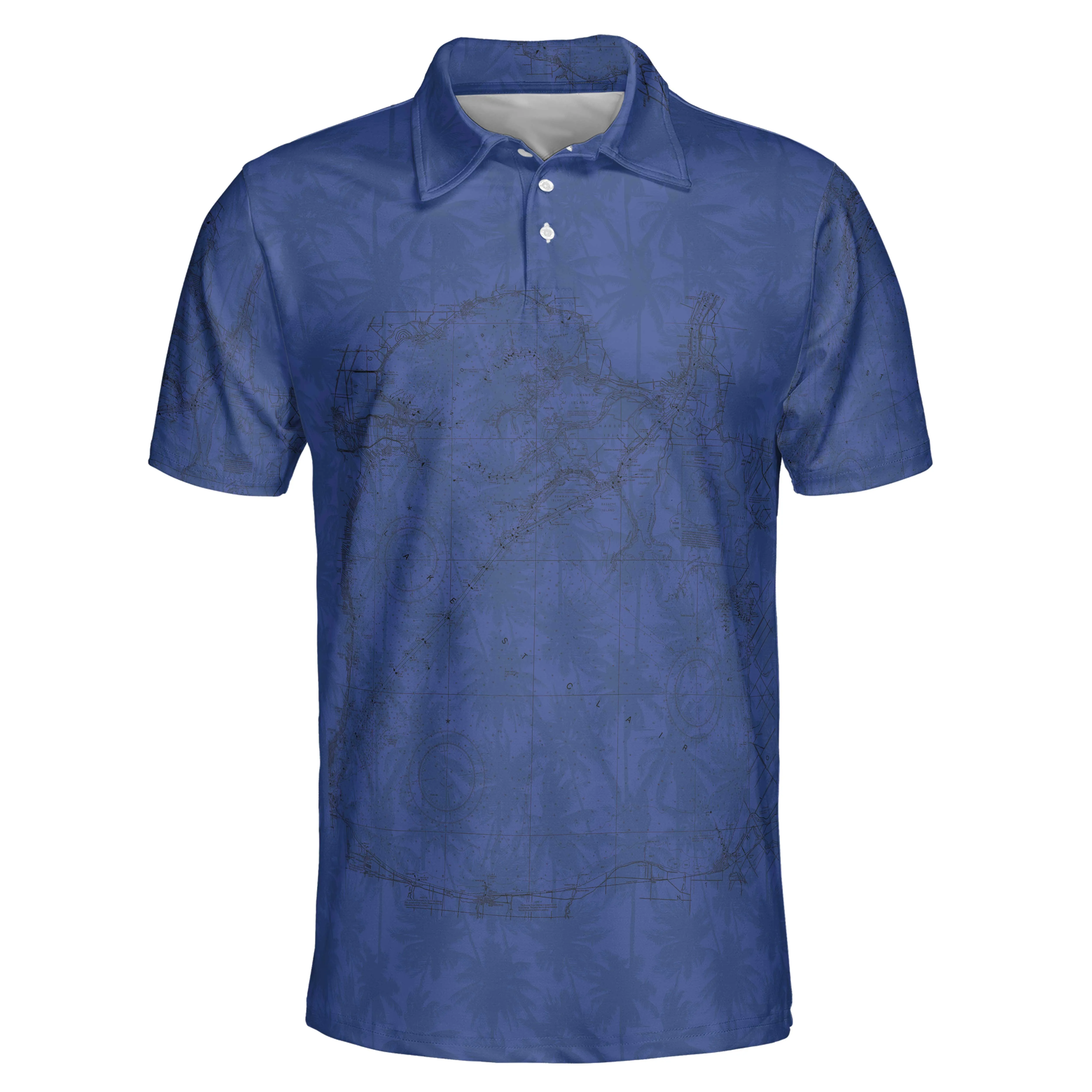 The Lake St. Clair Dark Blue Tropical Polo Shirt