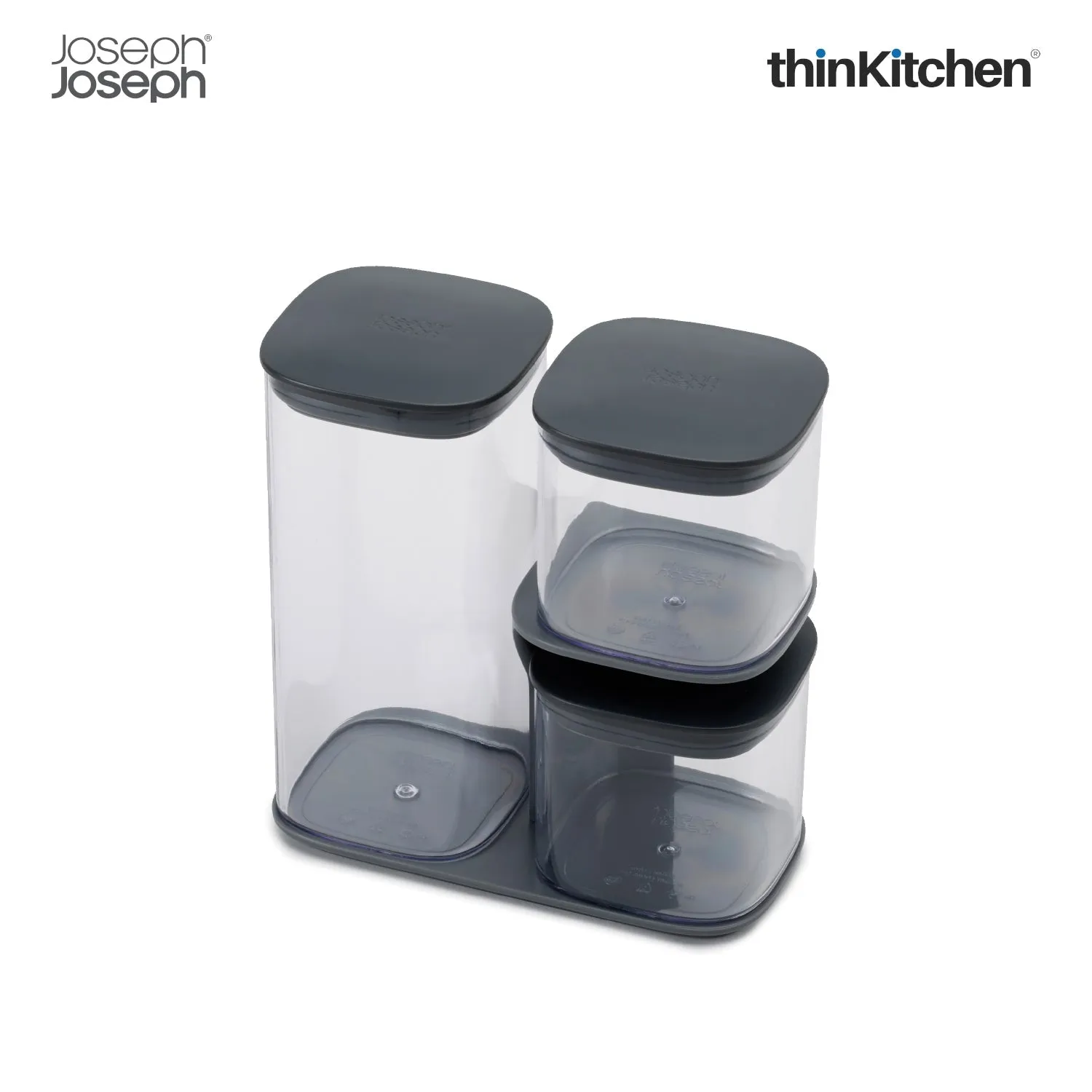 thinKitchen™ Joseph Joseph Podium™ 3-piece Storage Jar Set with Stand, Grey