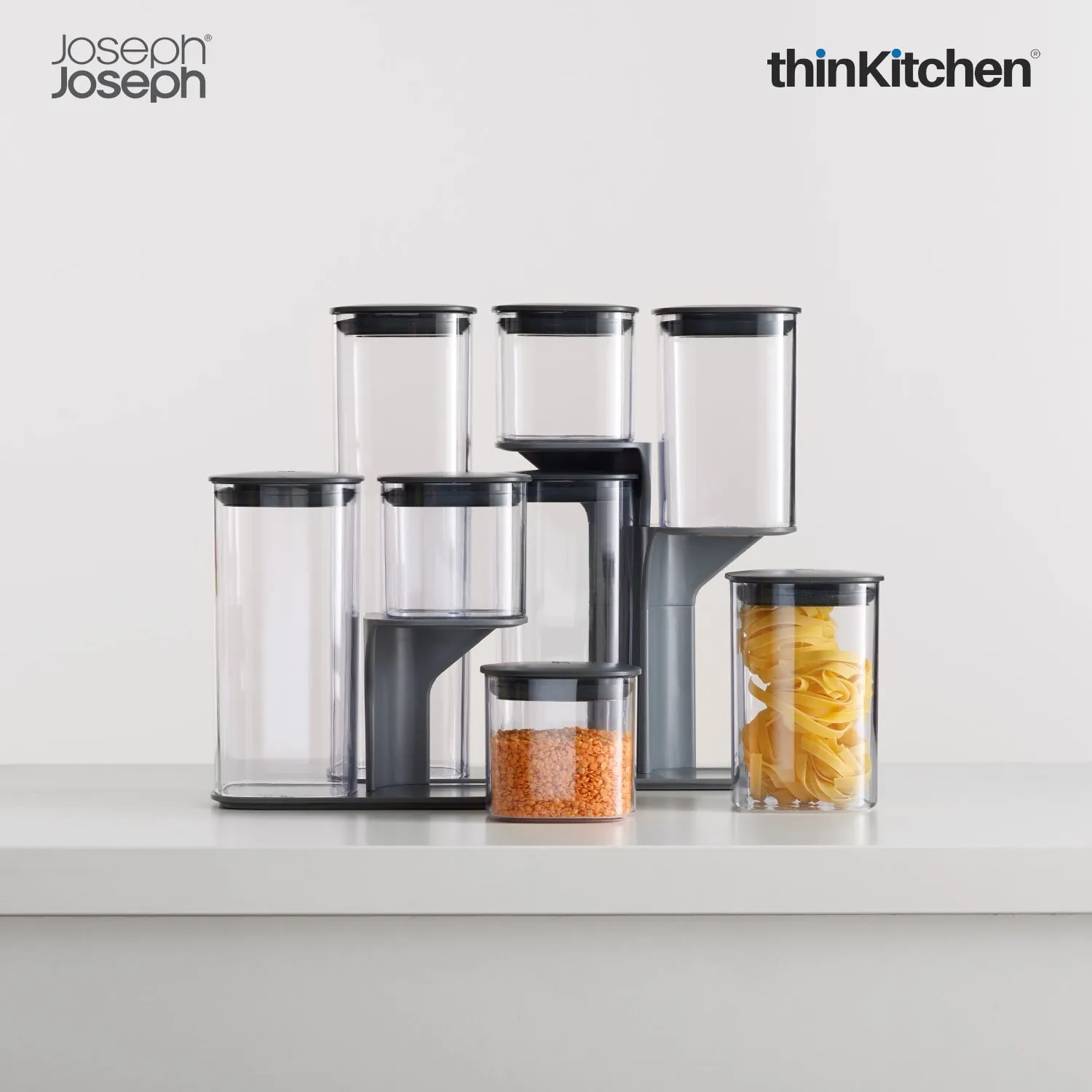 thinKitchen™ Joseph Joseph Podium™ 3-piece Storage Jar Set with Stand, Grey