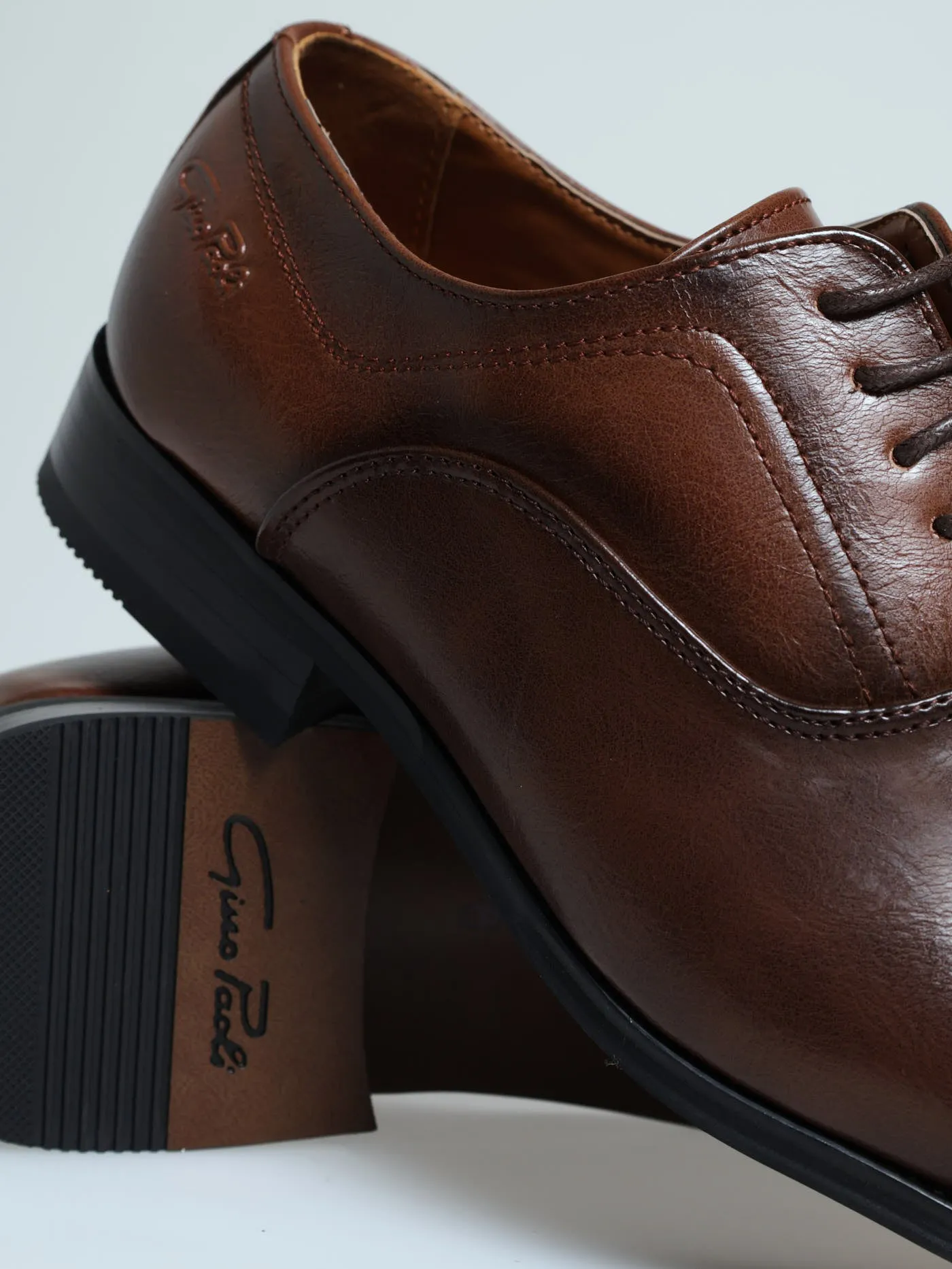 Toe Cap Stitch Detail Lace Up Derby Loafer - Brown