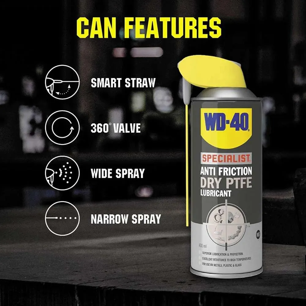 WD-40 Specialist Anti Friction Dry PTFE Lubricant, 400ml