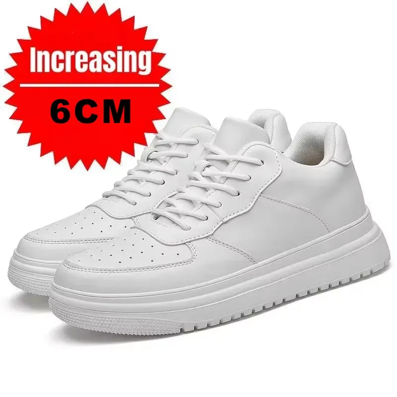 White 6cm Height Increasing Shoes for Unisex