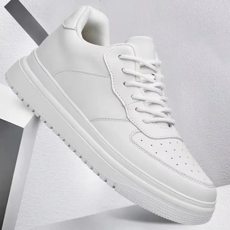 White 6cm Height Increasing Shoes for Unisex