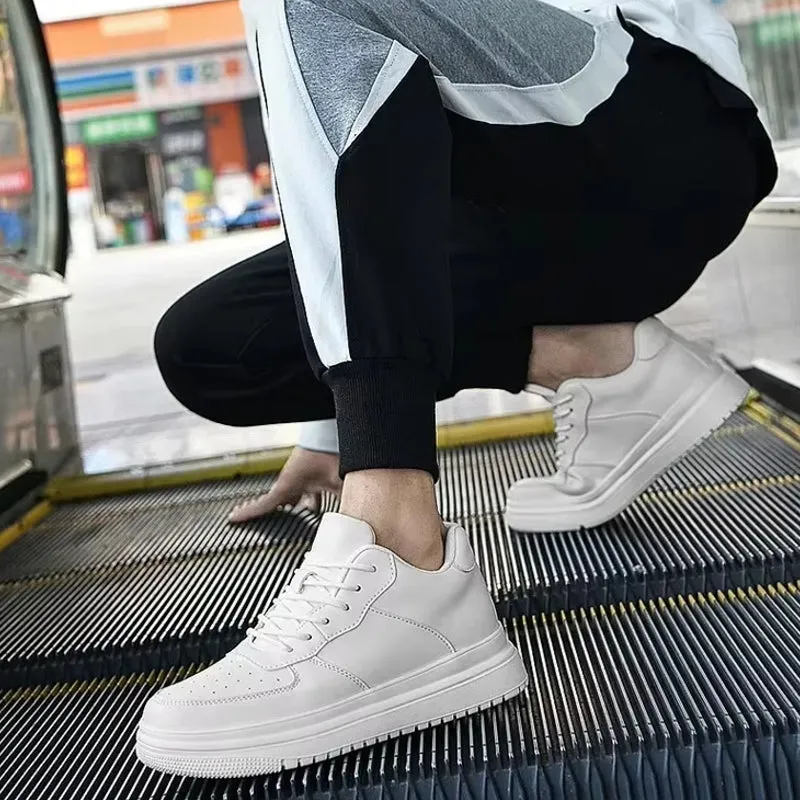 White 6cm Height Increasing Shoes for Unisex