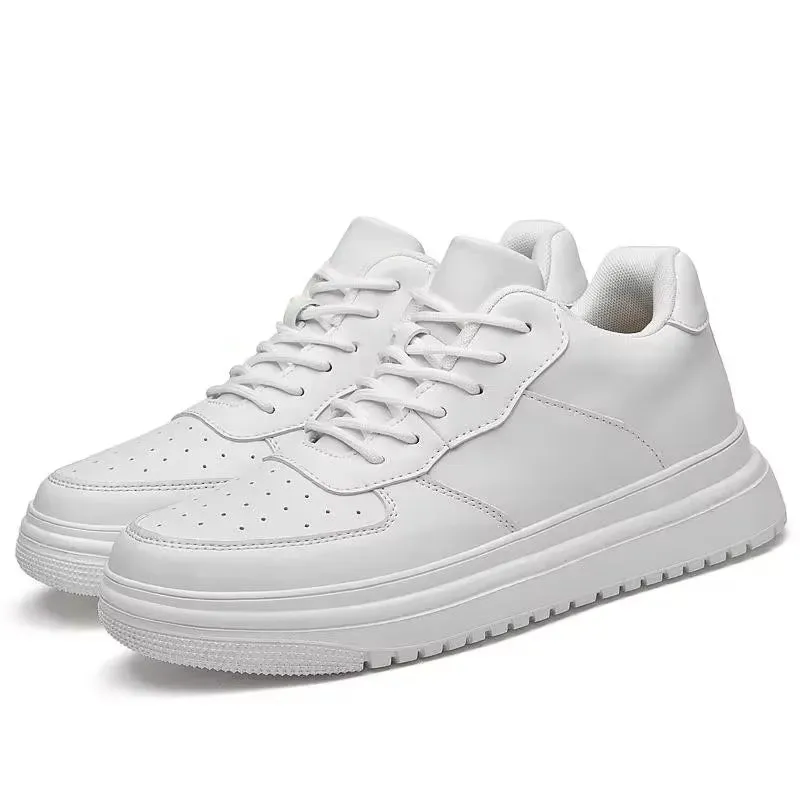 White 6cm Height Increasing Shoes for Unisex