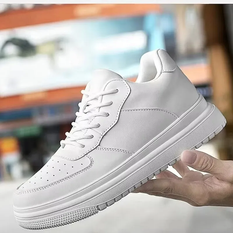 White 6cm Height Increasing Shoes for Unisex