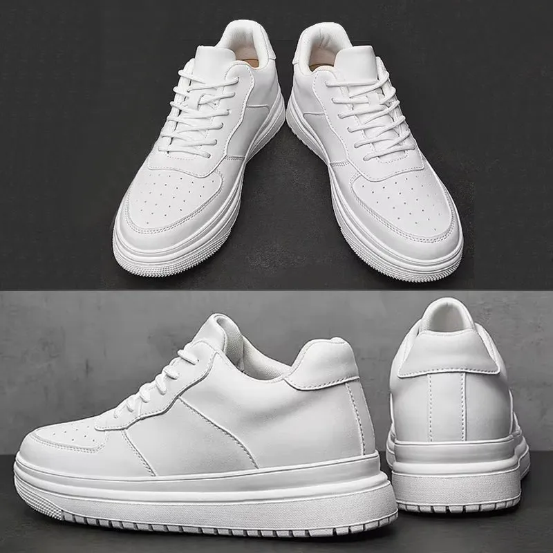 White 6cm Height Increasing Shoes for Unisex