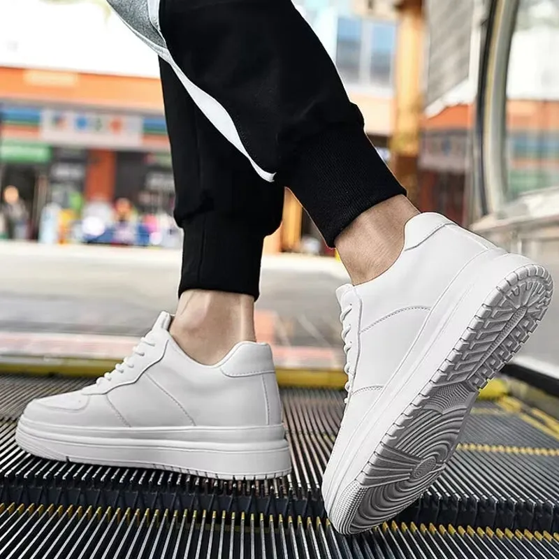 White 6cm Height Increasing Shoes for Unisex
