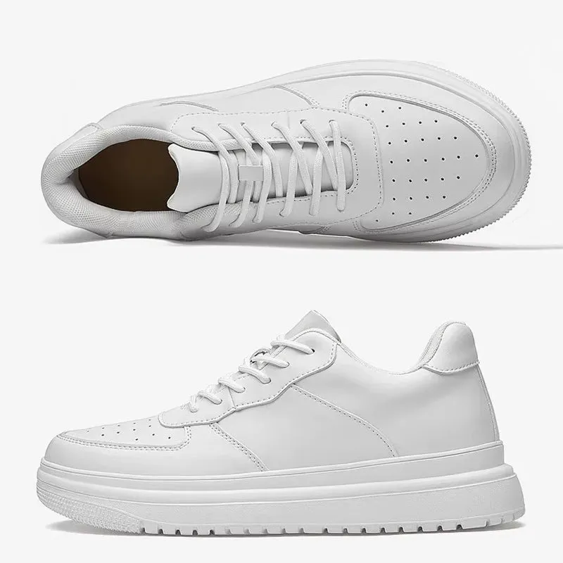 White 6cm Height Increasing Shoes for Unisex