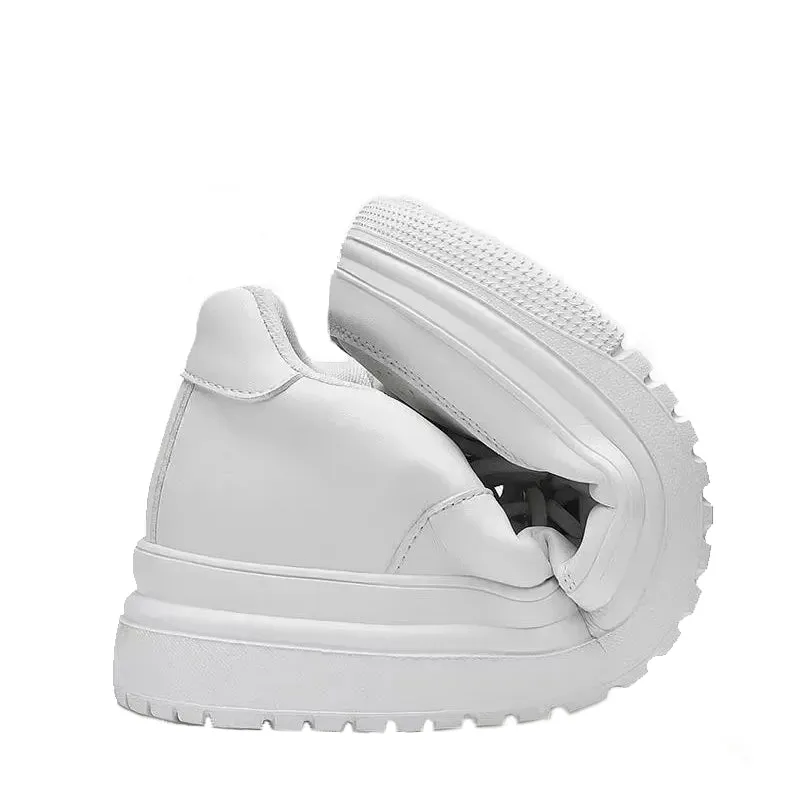 White 6cm Height Increasing Shoes for Unisex