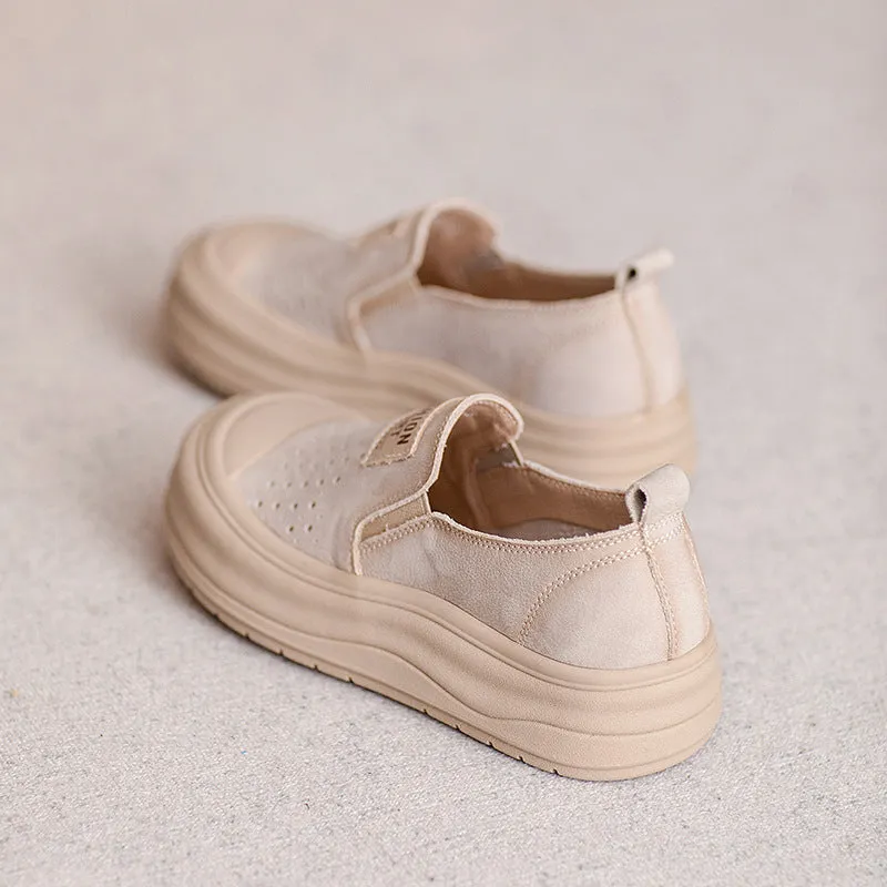 Women Casual Breathable Platform Colorblock Slip-On Shoes