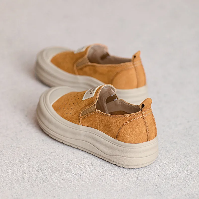 Women Casual Breathable Platform Colorblock Slip-On Shoes