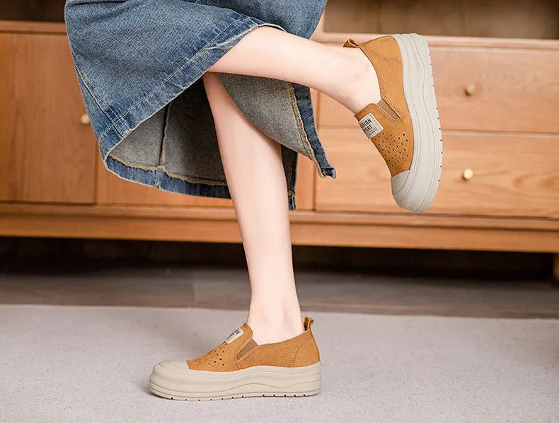 Women Casual Breathable Platform Colorblock Slip-On Shoes
