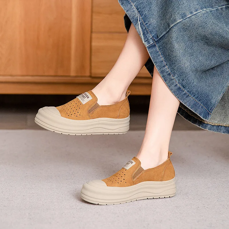 Women Casual Breathable Platform Colorblock Slip-On Shoes