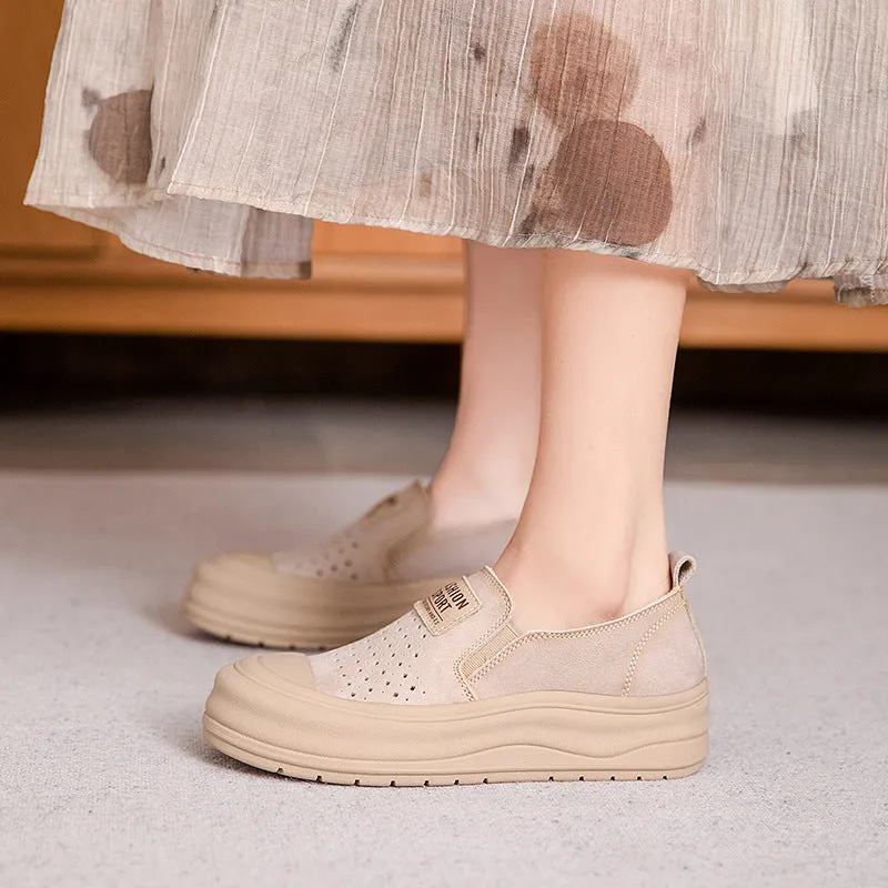 Women Casual Breathable Platform Colorblock Slip-On Shoes