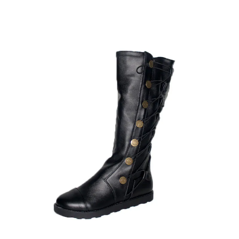Women's Gothic Winter Comfortable Low Heel PU Leather Tall Knight Boots