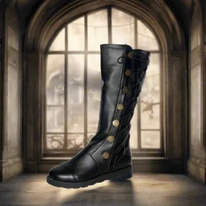 Women's Gothic Winter Comfortable Low Heel PU Leather Tall Knight Boots