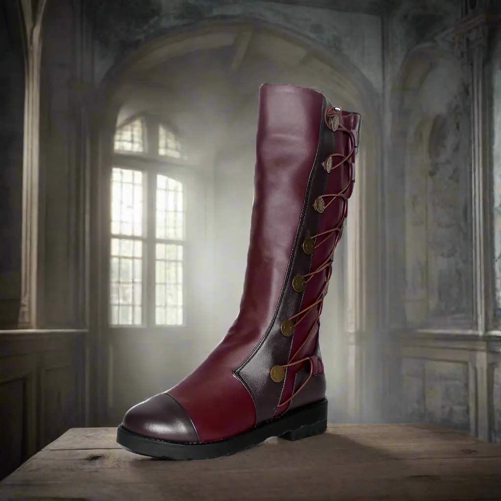 Women's Gothic Winter Comfortable Low Heel PU Leather Tall Knight Boots